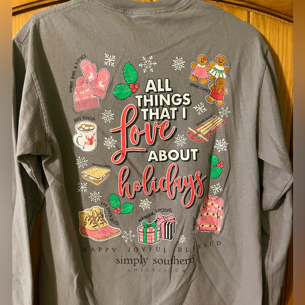 Simply Southern Gray Holiday Long Sleeve Shirt